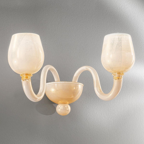 "Guendalina" Murano glas wandleuchte - 2 flammig - weiß und gold