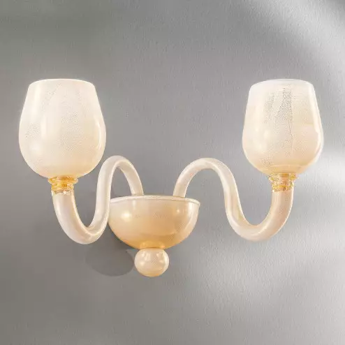"Guendalina" Murano glass sconce - 2 lights - white and gold