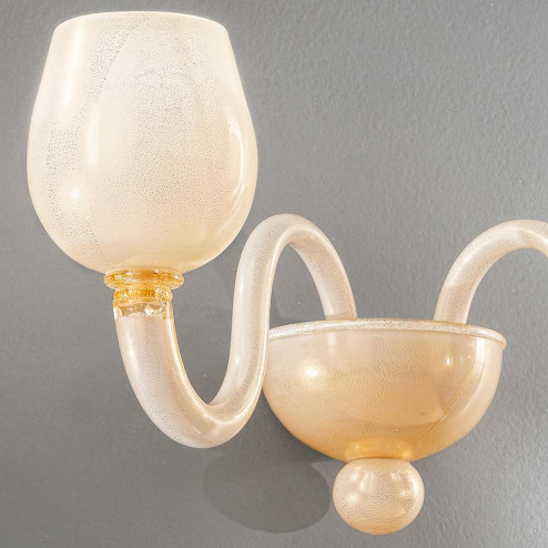 "Guendalina" Murano glas wandleuchte - 2 flammig - weiß und gold