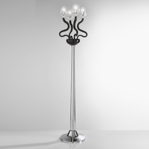 "Guendalina" Murano glass floor lamp - 4 lights - black and transparent