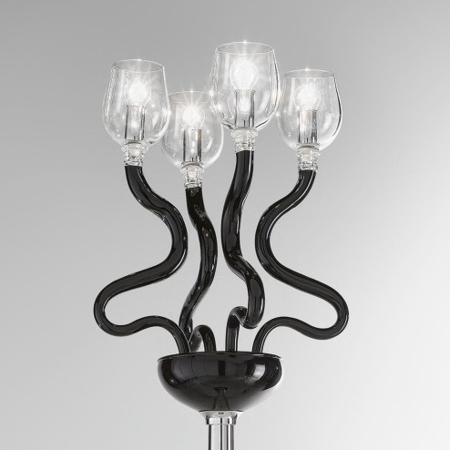 "Guendalina" luminaire en verre de Murano - 4 lumières - noir et transparent