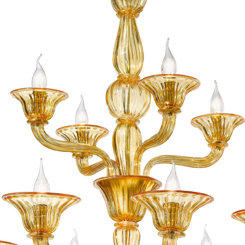 "Ivetta" lustre en cristal de Murano - 8+4 lumières - ambre