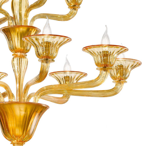 "Ivetta" lustre en cristal de Murano - 8+4 lumières - ambre