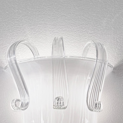 "Marinella" Murano glass sconce - 2 lights - white and transparent