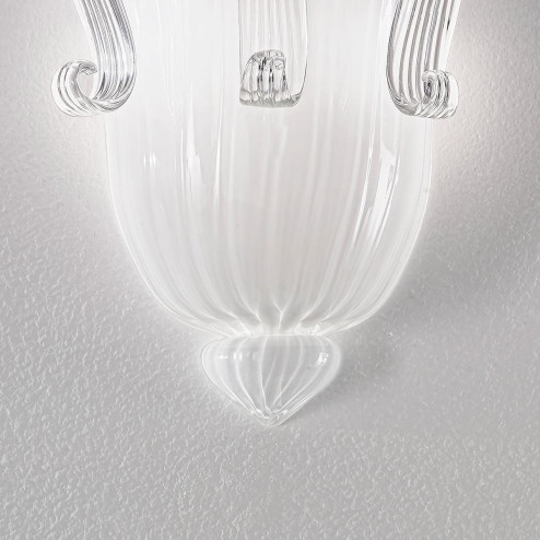 "Marinella" applique en verre de Murano - 2 lumières - blanc et transparent