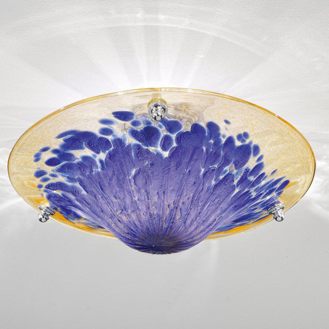 "Frida" Murano glass ceiling light - 3 lights - amber, blue and gold