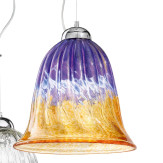 "Frida" lámpara colgante en cristal de Murano - 1 luce - ámbar, azul y oro