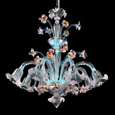 Carnevale 8 lumières Murano chandelier avec un niveau decoratif, bleu clair LED