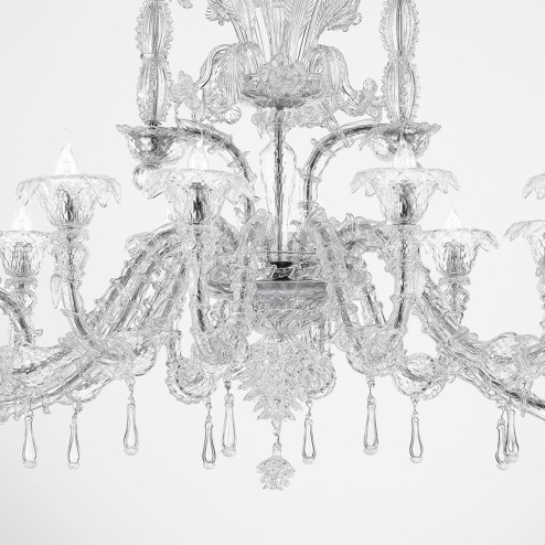 "Chandra " Murano glass chandelier - 12 lights - transparent