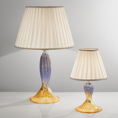 "Cloe" lampe de table en verre de Murano - 1 lumière - ambre, bleu et or