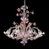 Carnevale 8 lumières Murano chandelier avec un niveau decoratif, rouge LED