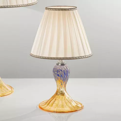 "Cloe" lampe de chevet en verre de Murano - 1 lumière - ambre, bleu et or