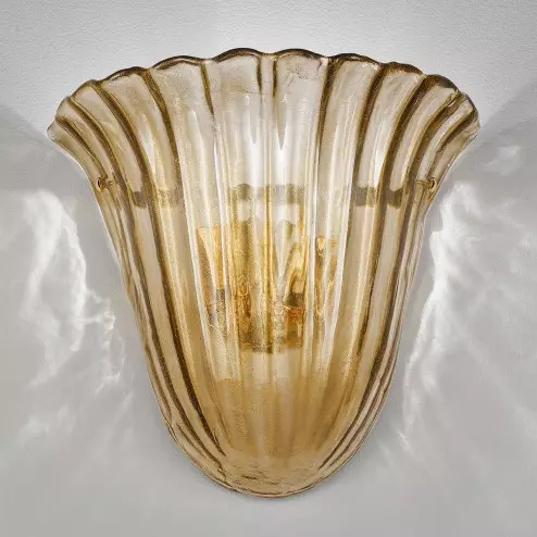 "Mabel " applique en verre de Murano - 2 lumière - fumée  or