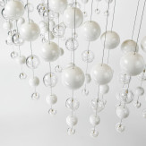 "Tessa " lámpara colgante en cristal de Murano - 6 luces - blanco y transparente