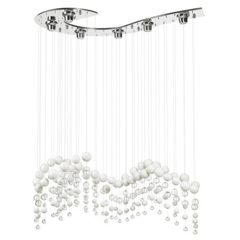 "Tessa " suspension en verre de Murano - 6 lumières - blanc et transparent
