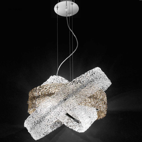 "Ilia " Murano glass pendant light - 6 lights - transparent and smoke 