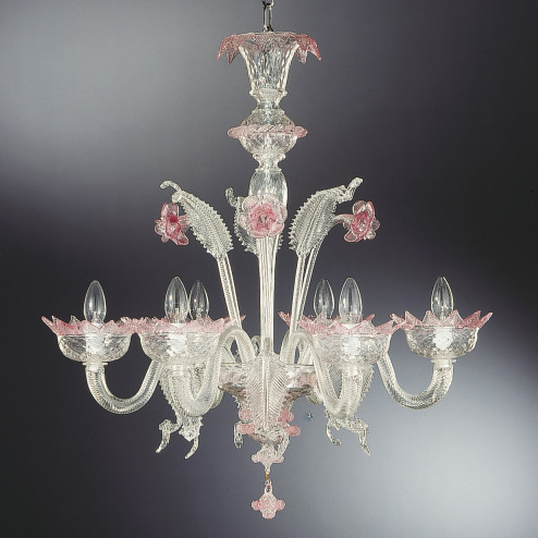 Casanova 6 luces lampara de Murano color transparente rosa