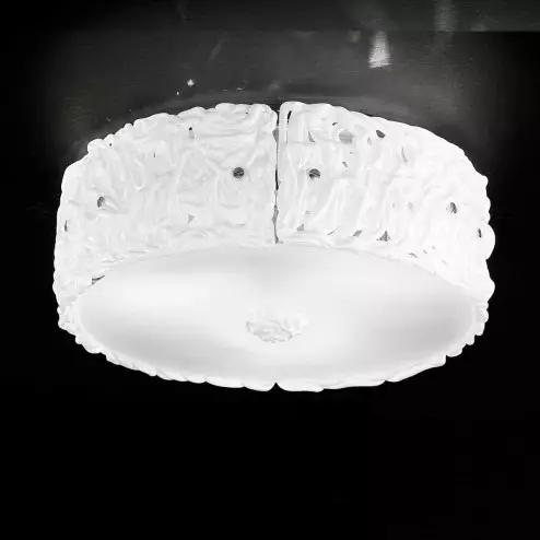"Luce " lampara de techo de Murano - 3 luces - blanco