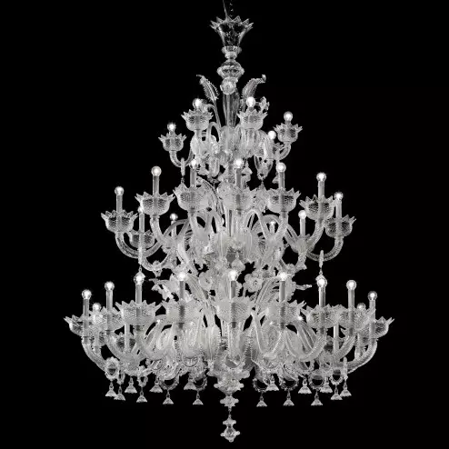 Casanova "special" araña 18+12+6 luces de cristal de Murano con anillos - color transparente
