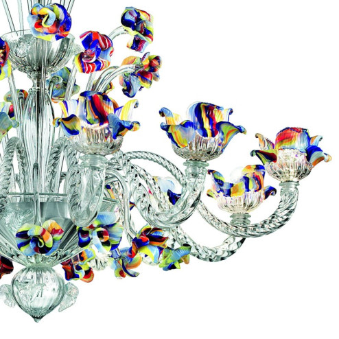 Cristallo lampara de araña de Murano - colore transparente policromo