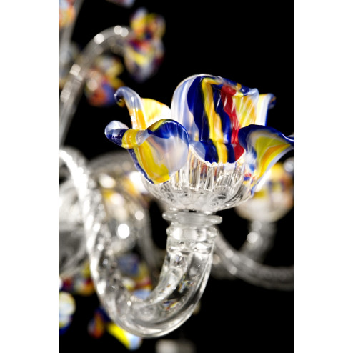 Cristallo 12 lights Murano chandelier - transparent polychrome color