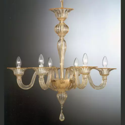 Doge 6 lights Murano chandelier - entirely gold color