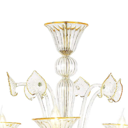 "Osiride" Murano glass chandelier - 5 lights - transparent and amber