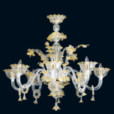 "Divina" lampara de araña de Murano - 8 luces - transparent y oro