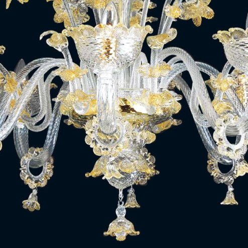 "Divina" Murano glas Kronleuchter - 8 flammig - transparent und gold
