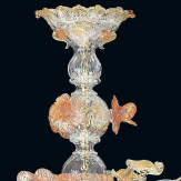 "Divina" lustre en cristal de Murano - 6 lumières - transparent, rose et or