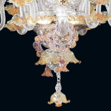 "Divina" lustre en cristal de Murano - 6 lumières - transparent, rose et or
