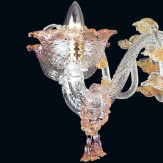 "Divina" lampara de araña de Murano - 6 luces - transparent, rosa y oro