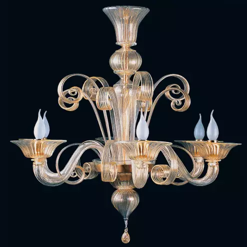 "Ima" Murano glass chandelier - 6 lights - gold