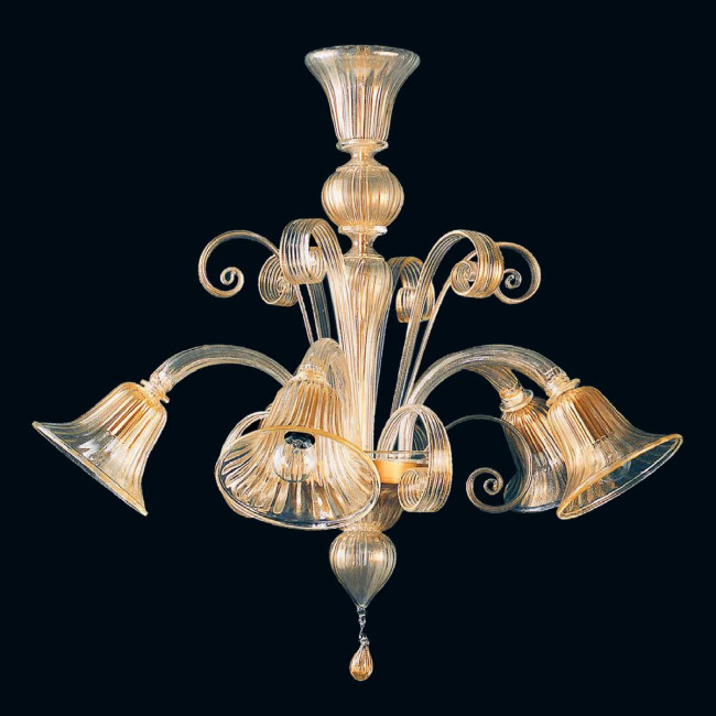 "Karlyn" lustre en cristal de Murano - 5 lumières - or