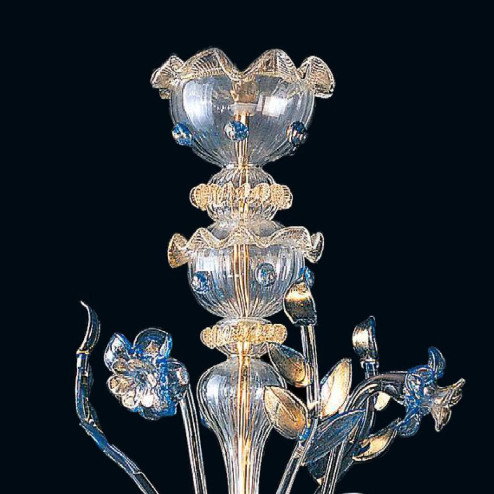 "Bessie" Murano glas Kronleuchter - 5 flammig - transparent, blau und gold