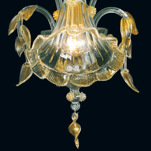 "Bessie" applique en verre de Murano - 1 lumière - transparent et or
