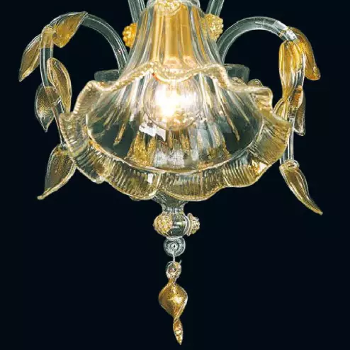 "Bessie" Murano glass sconce - 1 light - transparent and gold