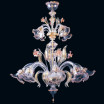 "Lurline" lampara de araña de Murano - 8+4 luces - transparente, rosa y oro