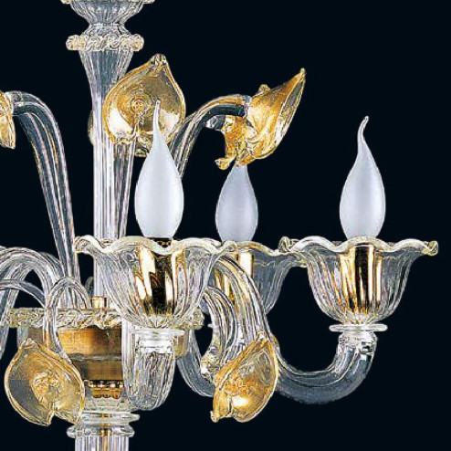 "Anja" lampe de table en verre de Murano - 5 lumières - transparent et or