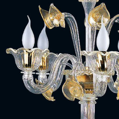 "Anja" Murano glass table lamp - 5 lights - transparent and gold