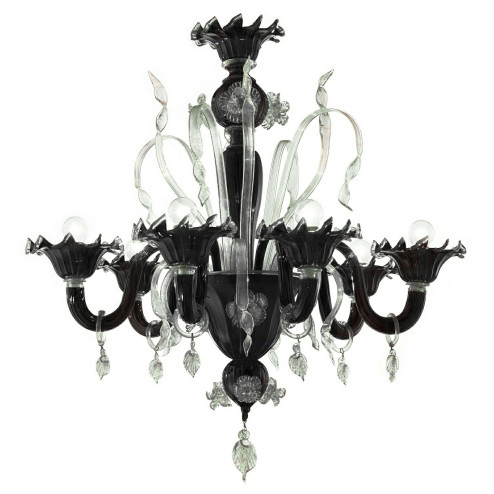 Ducale 6 luces araña de Murano - color negro y transparente