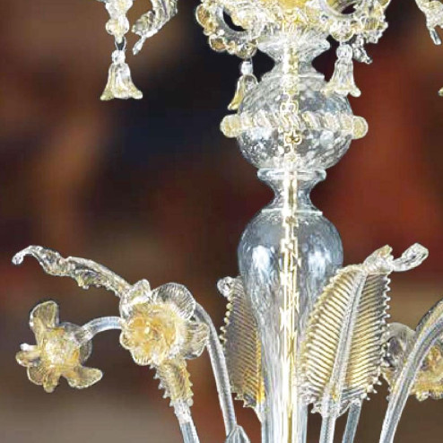 "Jarod" lustre en cristal de Murano - 8+4 lumières - transparent et or
