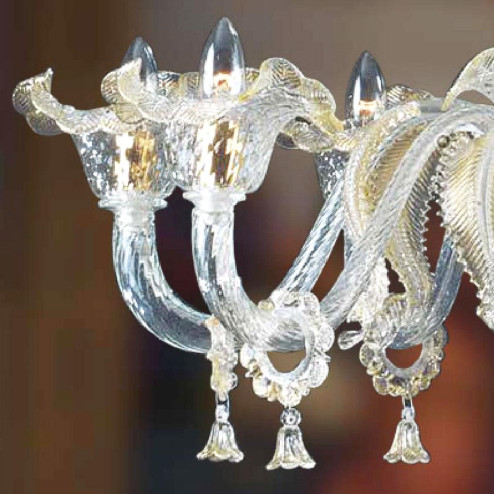 "Jarod" lustre en cristal de Murano - 8+4 lumières - transparent et or