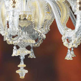 "Jarod" Murano glas Kronleuchter - 8+4 flammig - transparent und gold