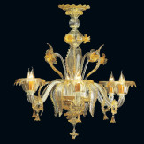 "Sherice" lampara de araña de Murano - 6 luces - transparente y ámbar