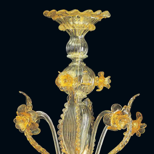 "Sherice" lustre en cristal de Murano - 6 lumières - transparent et ambre