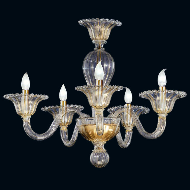 "Tish" Murano glass chandelier - 5 lights - gold