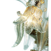 Fenice 3 flammig Murano Kronleuchter - transparente Gold Farbe 