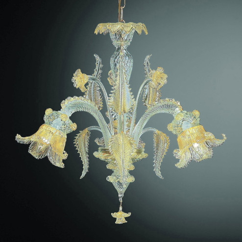 Fenice 3 luces lampara en cristal de Murano - color oro transparente