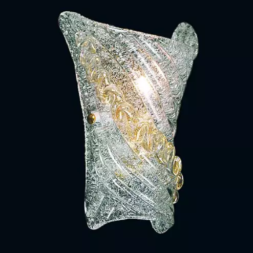 "Stephaine" Murano glass sconce - 1 light - transparent and gold